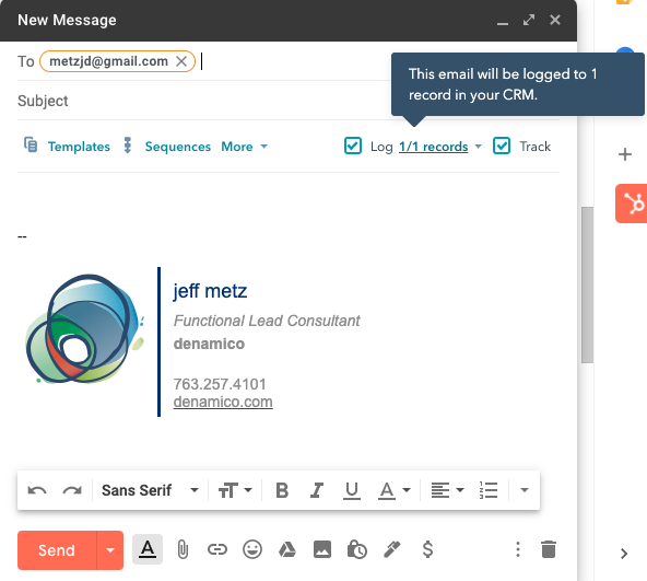 HubSpot Extension on email address